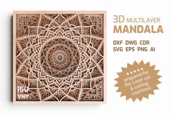 3D Layered MANDALA Laser Cut File SVG