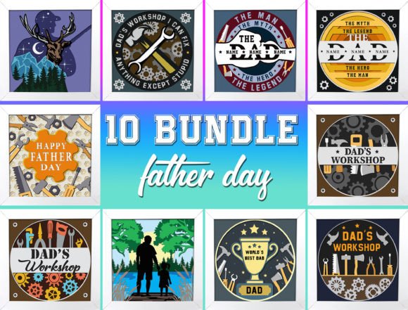Bundle 3D Fathers Day Shadow Box Svg