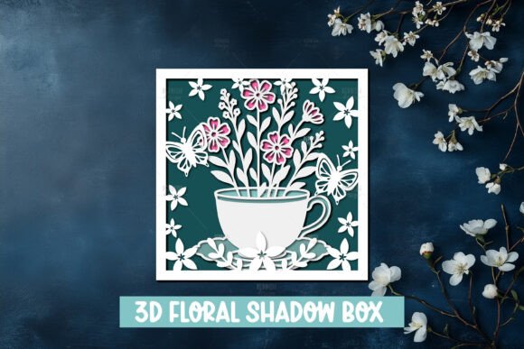 Floral Teacup 3D Floral Shadow Box
