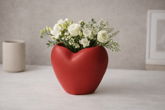 Heart Shaped Vase STL 3D Model for 3D Print