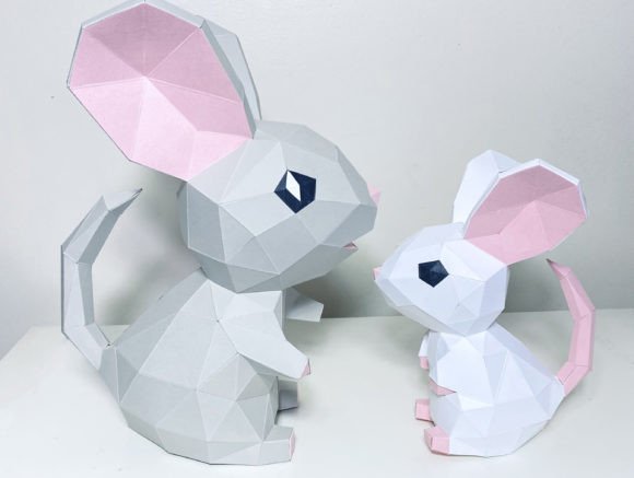Mice 3D Papercraft, Baby Mouse Mama