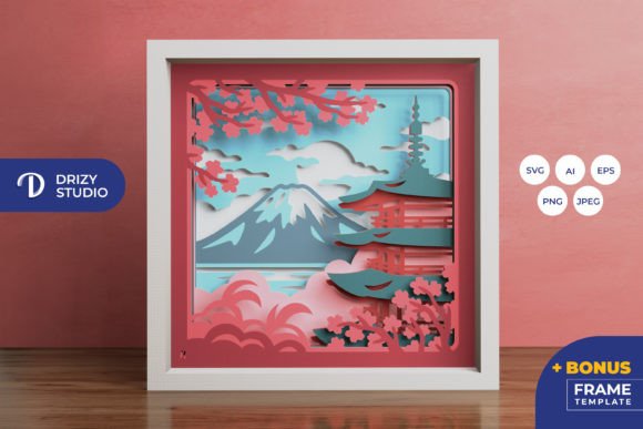 Mount Fuji Japan 3D Shadow Box