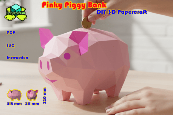 Pinky Piggy Bank DIY 3D Papercraft: A Functional Decorative Model