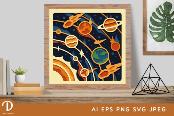 Solar System 3D Shadow Box SVG