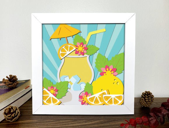 Summer Drink 3D Shadow Box Svg