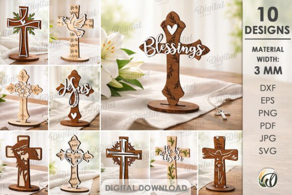 Transform Your Space with the 3D Christian Standing Crosses Bundle: A Digital Craft Solution